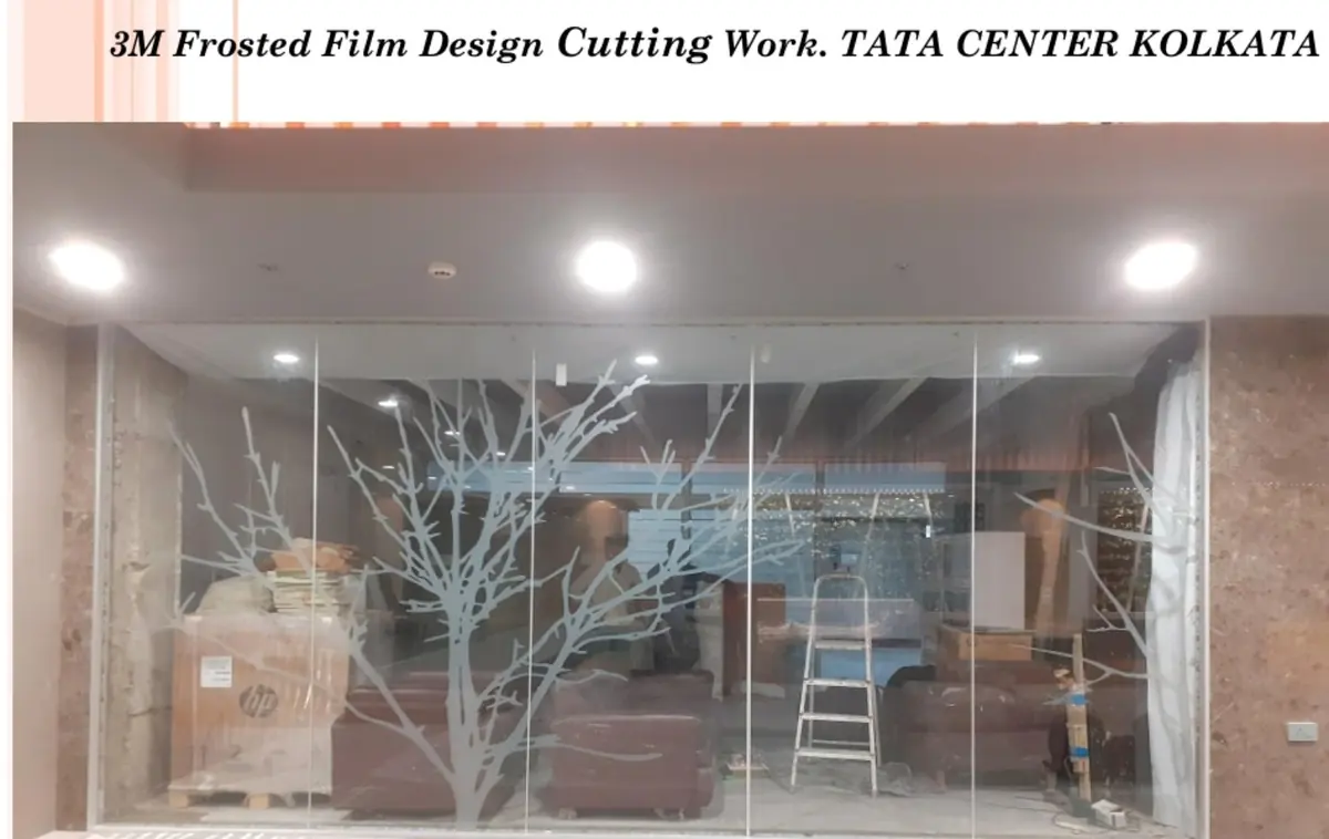 Frosted and printed glass film